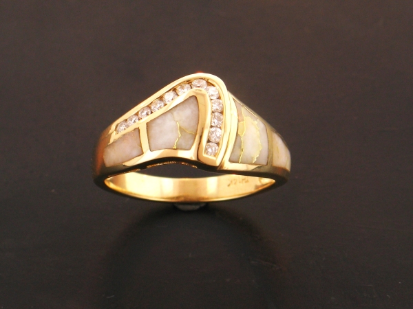 14KY Glacier Gold & Diamond Ring