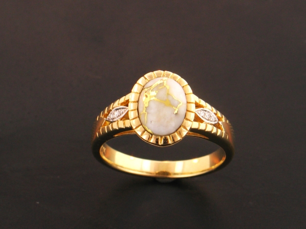 14KY Glacier Gold & Diamond Ring