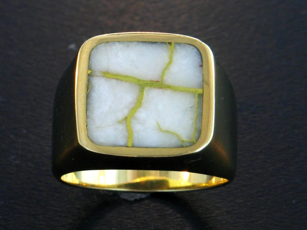 14KY Glacier Gold Mens Ring 