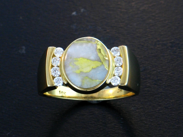14KY Glacier Gold & Diamond Mens Ring