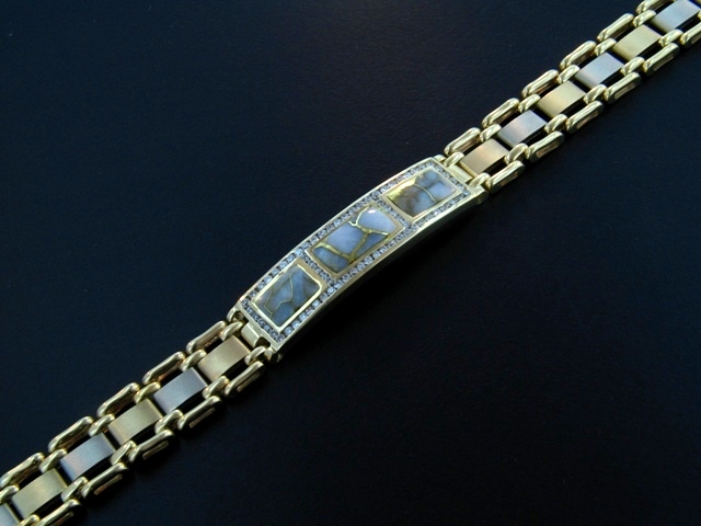 Mens Jewelry 14KY Glacier Gold & Diamond Braclet 14KY Glacier Gold & Diamond Braclet