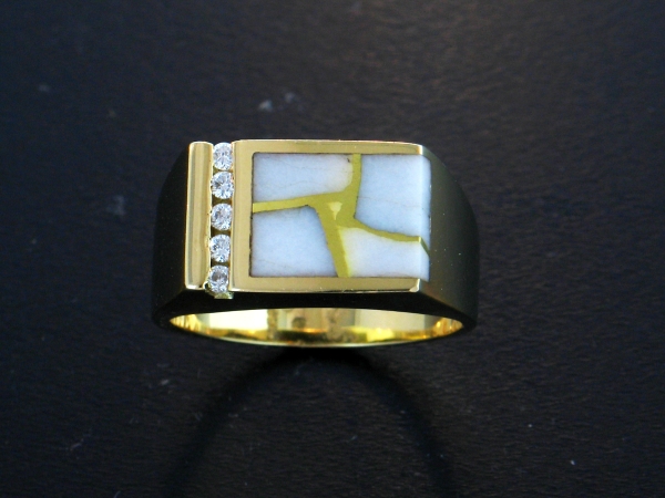 Mens Jewelry 14KY Glacier Gold & Diamond Mens Ring 14KY Glacier Gold & Diamond Mens Ring