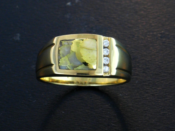 Mens Jewelry 14KY Glacier Gold & Diamond Mens Ring 14KY Glacier Gold & Diamond Mens Ring