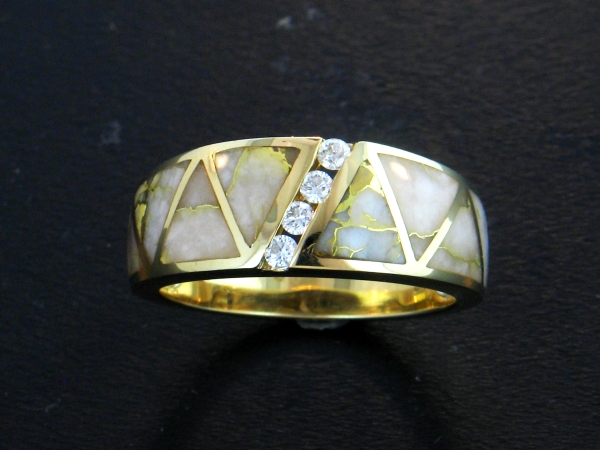 Mens Jewelry 14KY Glacier Gold & Diamond Mens Ring 14KY Glacier Gold & Diamond Mens Ring