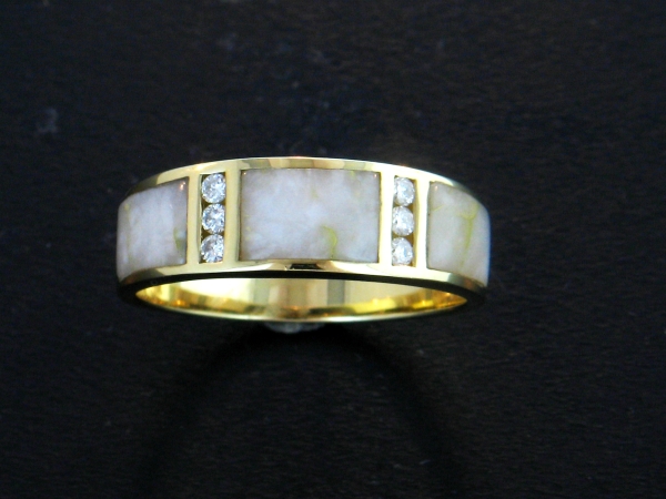 Mens Jewelry 14KY Glacier Gold & Diamond Band 14KY Glacier Gold & Diamond Band