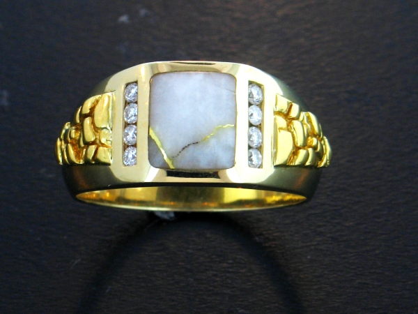 Mens Jewelry 14KY Glacier Gold & Diamond Mens Ring 14KY Glacier Gold & Diamond Mens Ring