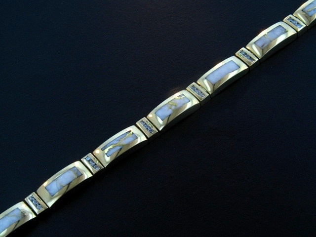 Mens Jewelry 14KY Glacier Gold & Diamond Bracelet 14KY Glacier Gold & Diamond Bracelet